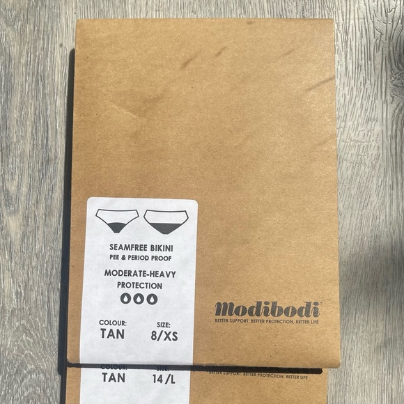 Modibodi Seamfree Bikini in Tan (Moderare-Heavy) - Picture 2 of 3